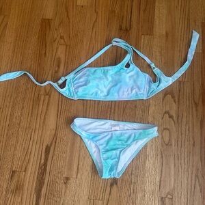 Xhilaration Light Aqua Tie-Dye Bikini Set